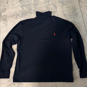 Ralph Lauren Men's Black Turtleneck Sweater with Red Logo